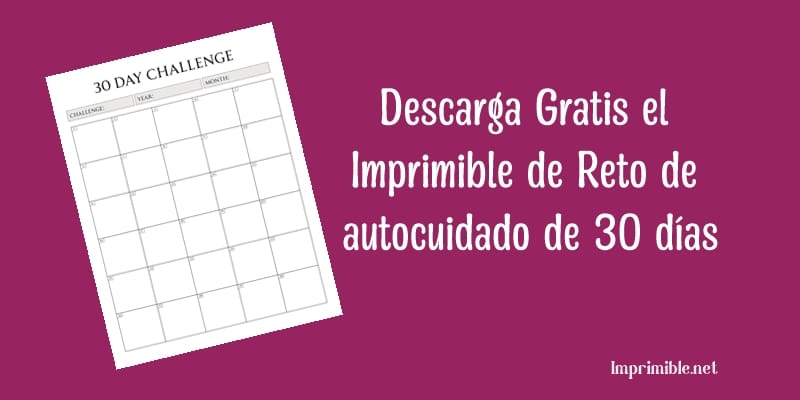 Descarga Gratis el Imprimible de Reto de autocuidado de 30 días
