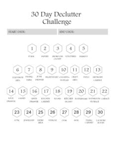 Imprimible de Desafío De Orden De 30 Días