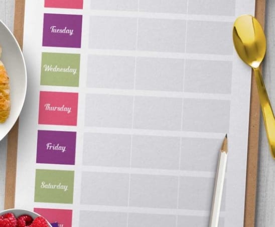 Planificador de comidas para imprimir gratis