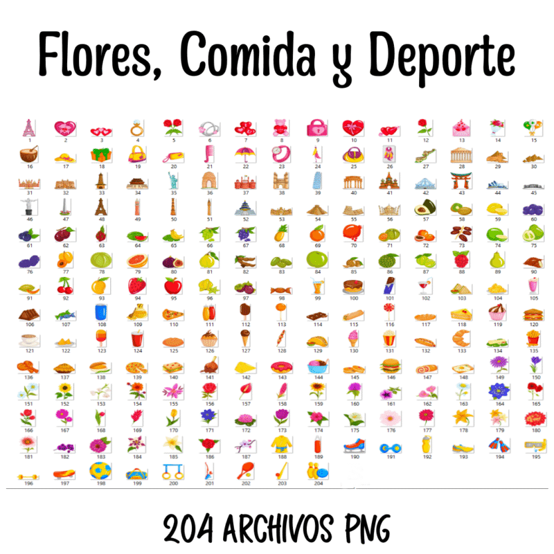 Sticker de Flores, Comida y Deporte