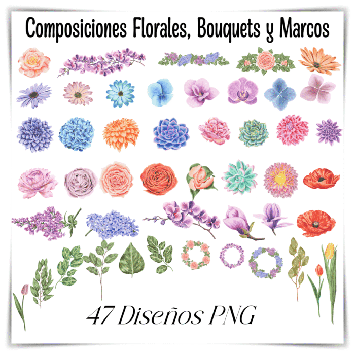 Composiciones Florales, Bouquets y Marcos 47 diseños png