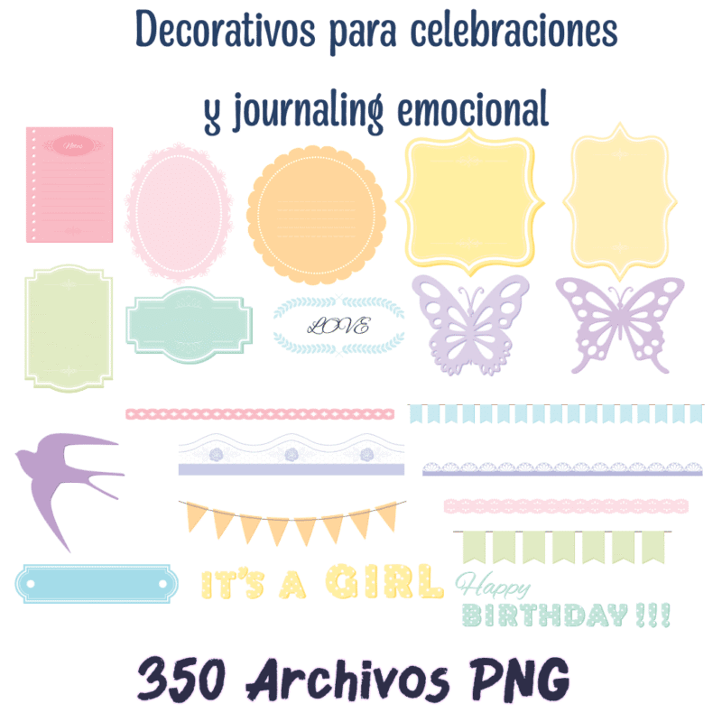 🎉📝 Stickers Decorativos para Celebraciones y Journaling Emocional – 350 Diseños PNG | Descarga Digital