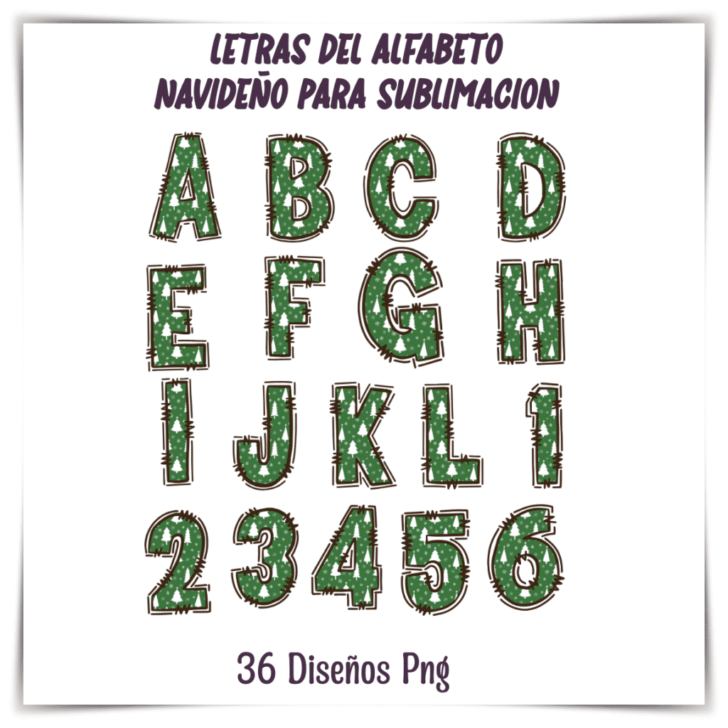 letras navideñas sublimación diseños PNG navidad alfabeto navideño para imprimir pack letras navidad digital plantillas sublimación navideñas