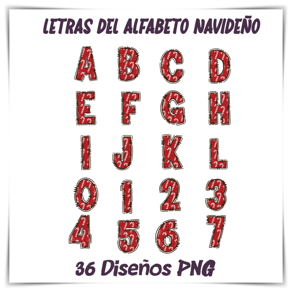 letras navideñas rojas sublimación