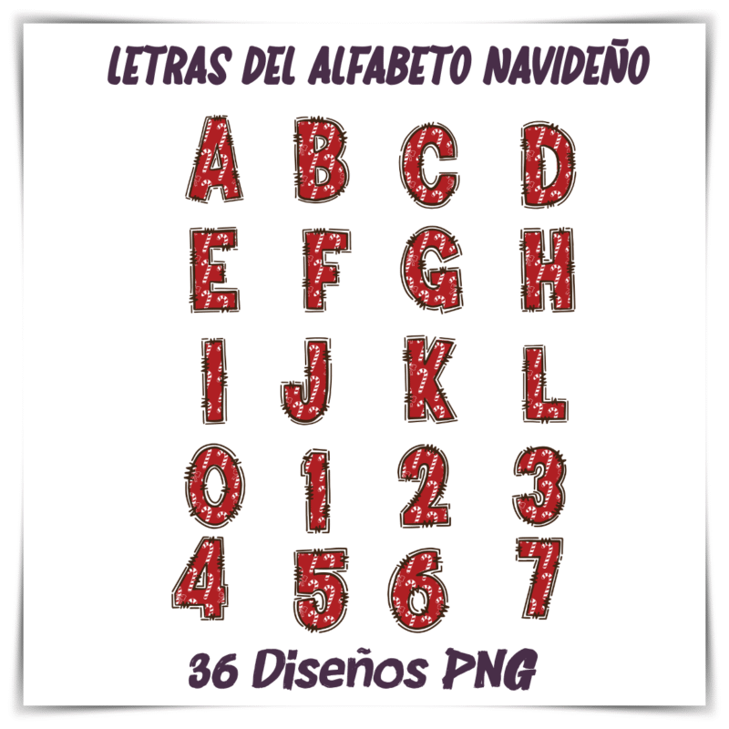letras navideñas rojas sublimación