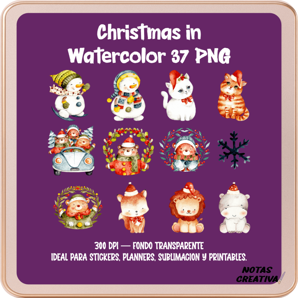 stickers navidad acuarela