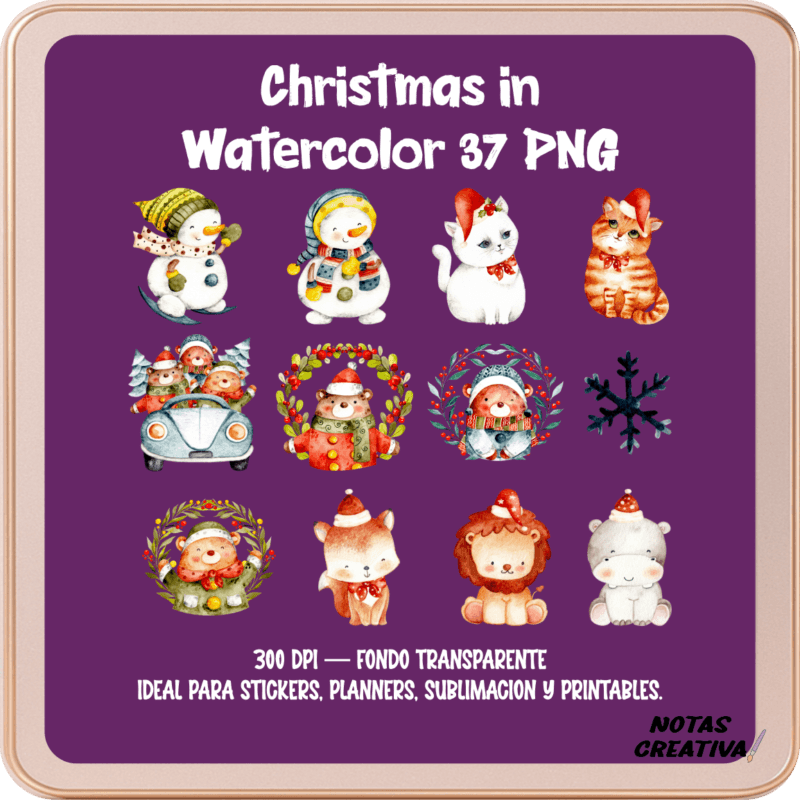 stickers navidad acuarela