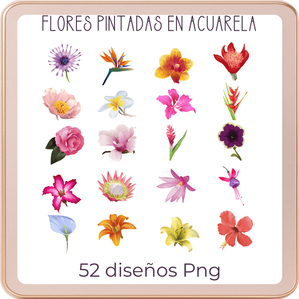Stickers Digitales de Flores en Acuarela