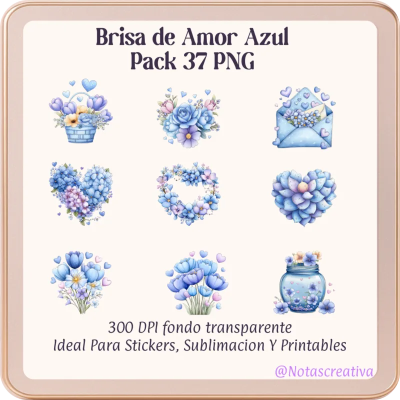 Brisa de Amor Azul | 37 PNG | 300 DPI Fondo Transparente para Sublimación y Stickers