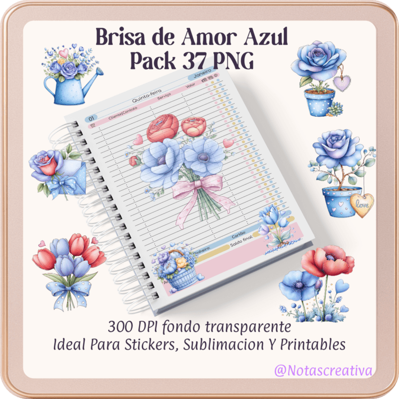Brisa de Amor Azul | 37 PNG | 300 DPI Fondo Transparente para Sublimación y Stickers
