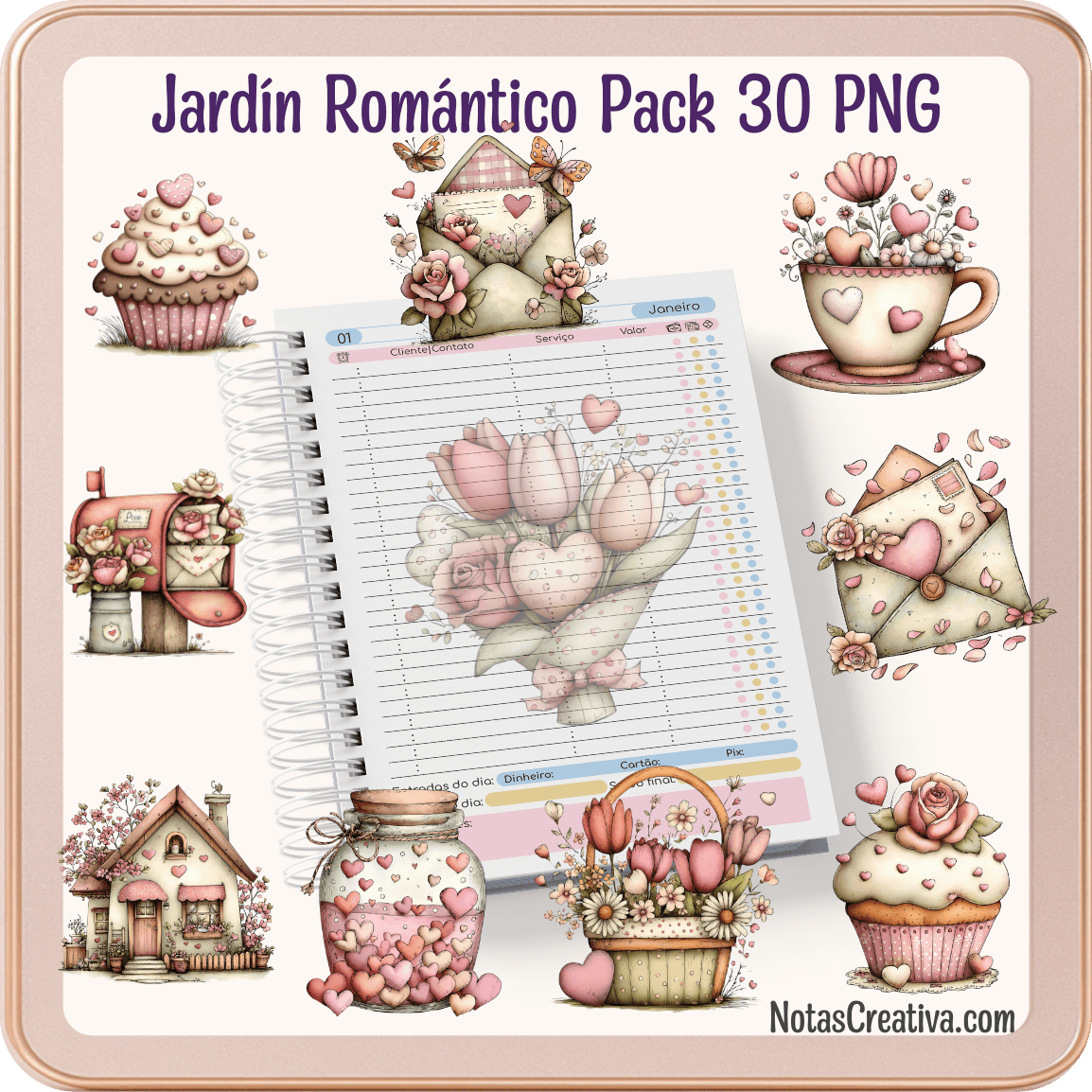 Pack 30 Diseños Jardín Romántico – PNG Premium 300 DPI - Imagen 2
