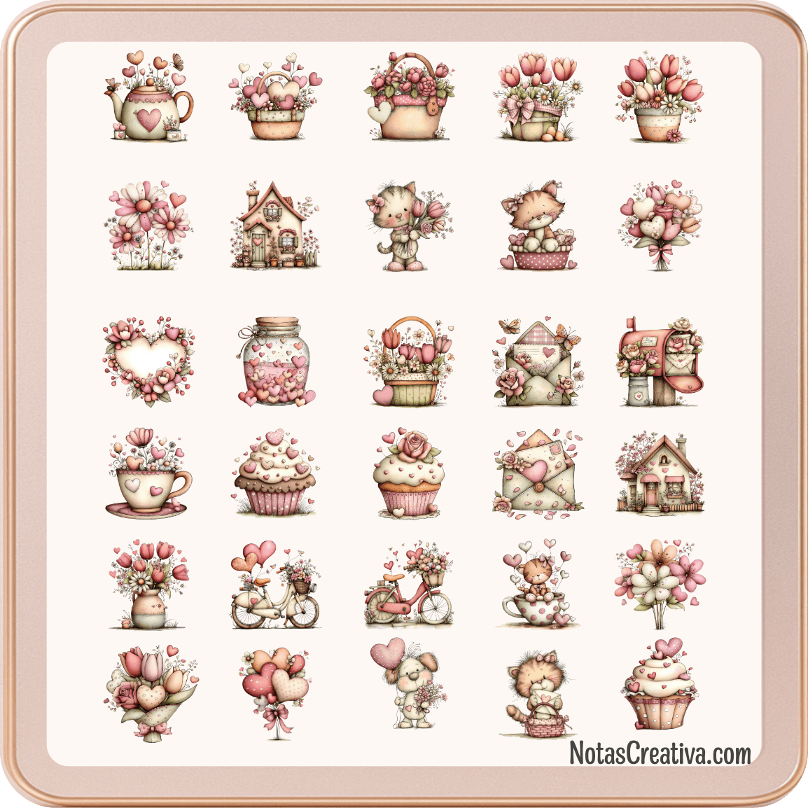 Pack de 30 flores románticas en PNG transparente 300 DPI para invitaciones de boda y sublimación