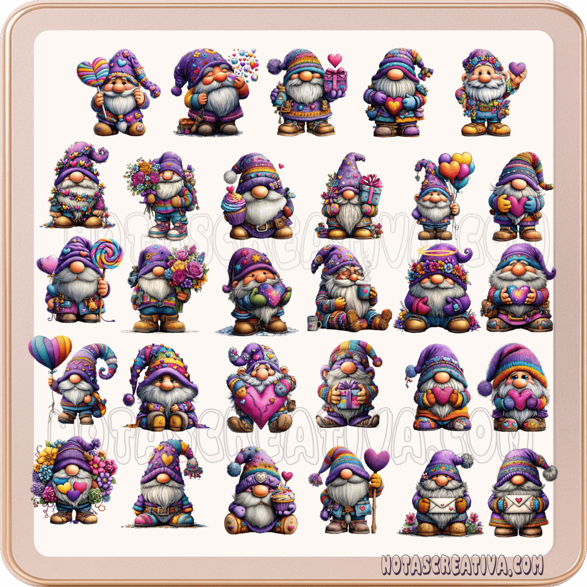 Gnomos San Valentín, PNG Enamorados, Sublimación Gnomos, Stickers Imprimibles, Papelería Digital, 300 DPI