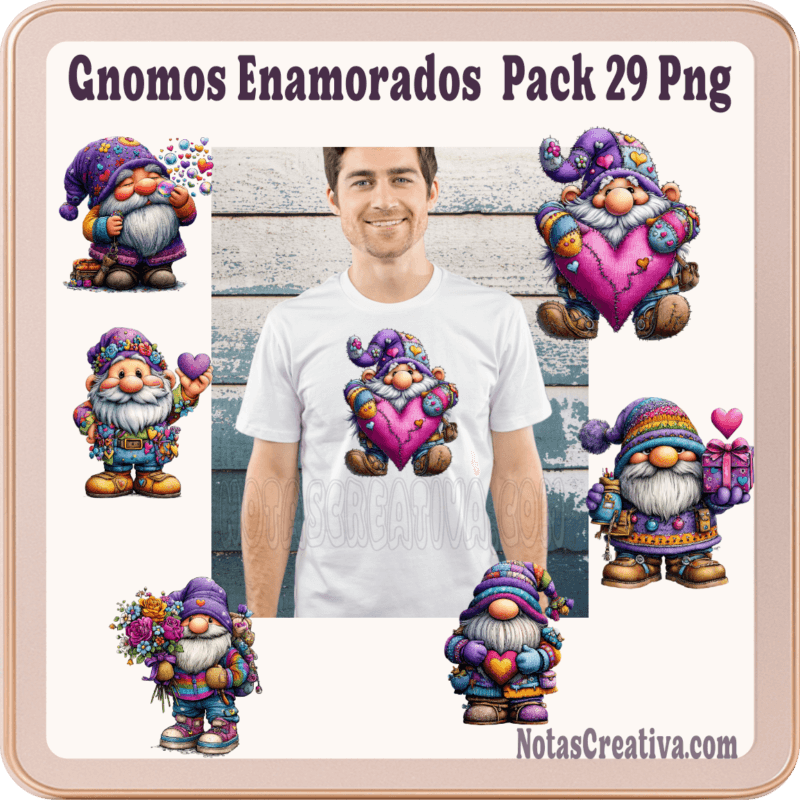 Gnomos San Valentín, PNG Enamorados, Sublimación Gnomos, Stickers Imprimibles, Papelería Digital, 300 DPI