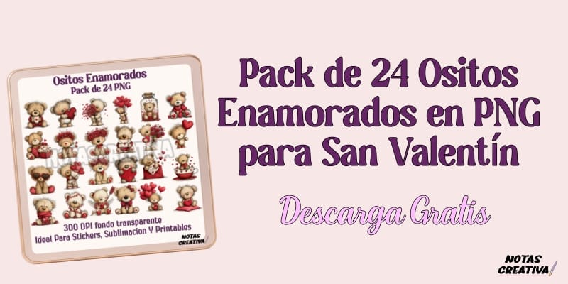 Pack de 24 Ositos Enamorados en PNG para San Valentín