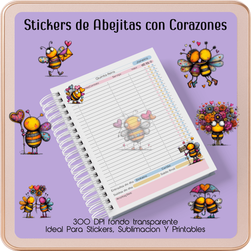 Stickers de Abejitas con Corazones 1 Stickers de Abejitas con Corazones