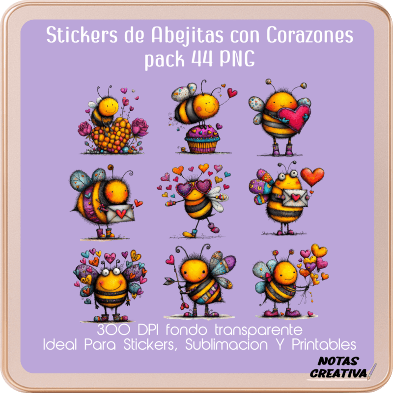 Stickers de Abejitas con Corazones