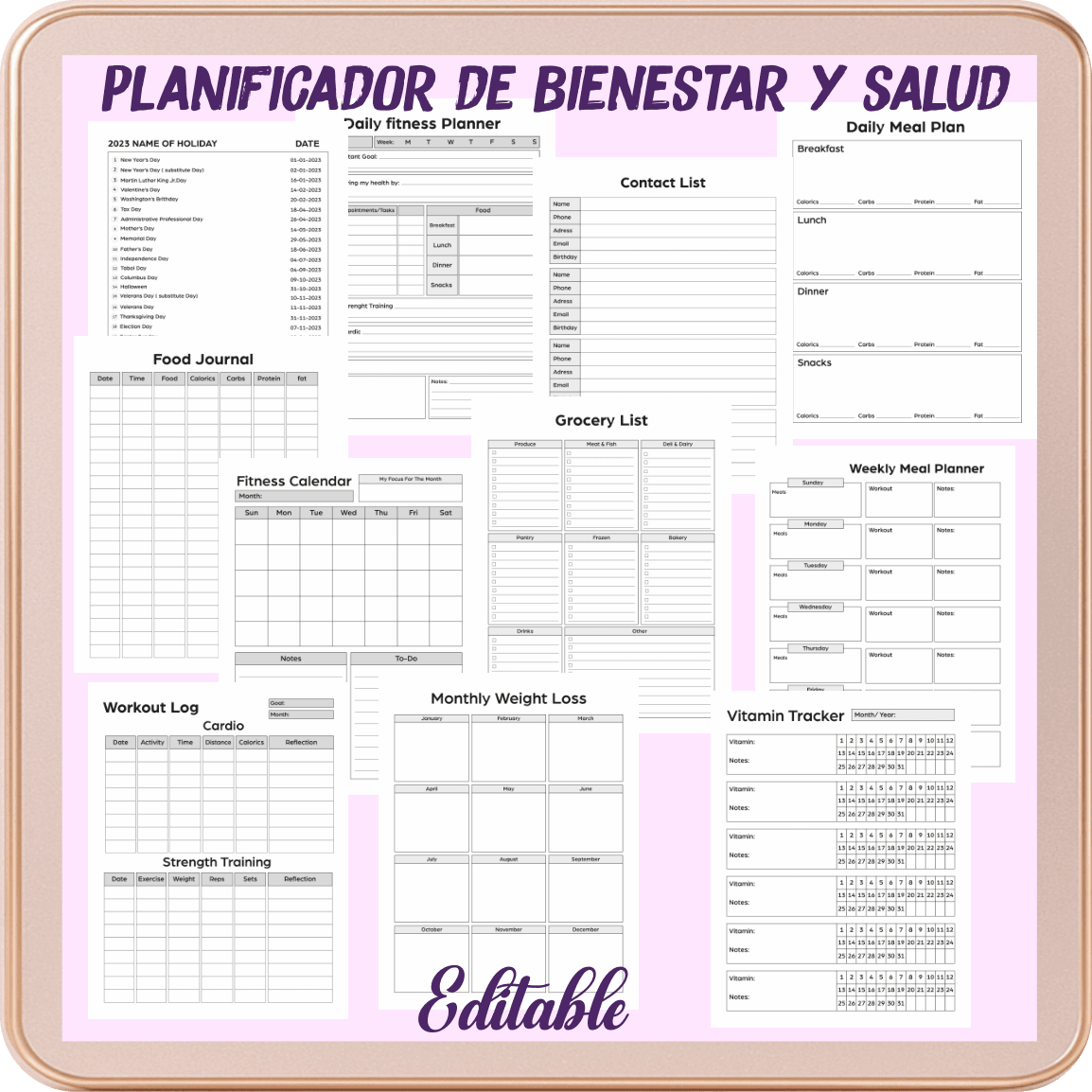 Planificador de Bienestar y Salud Premium