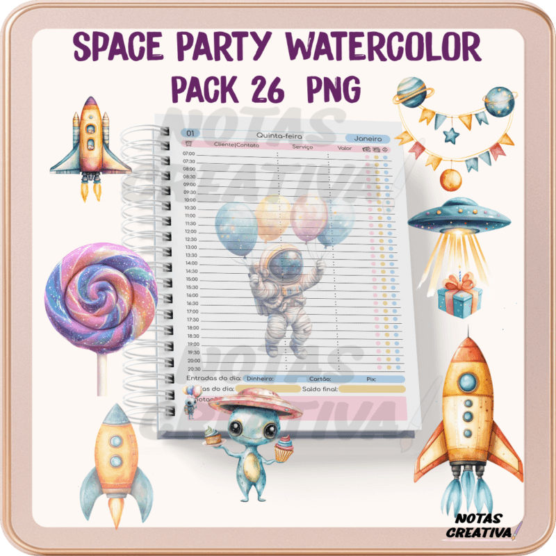 Space Party Watercolor Pack 26 PNG 1