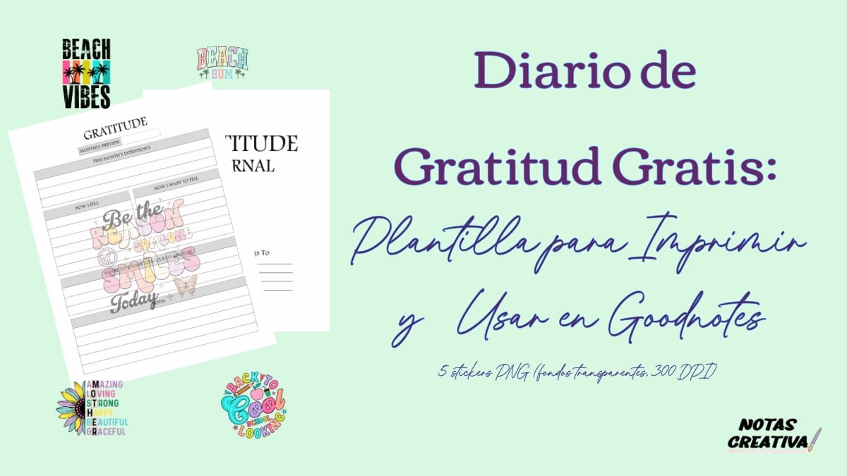 Diario de Gratitud Gratis Plantilla para Imprimir y Usar en Goodnotes