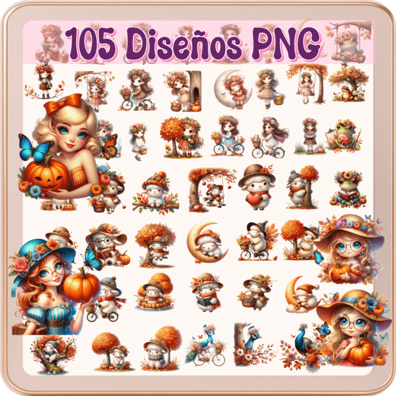 Mega Pack de Otoño PRO 105 Diseños PNG en Alta Resolución (300 DPI)